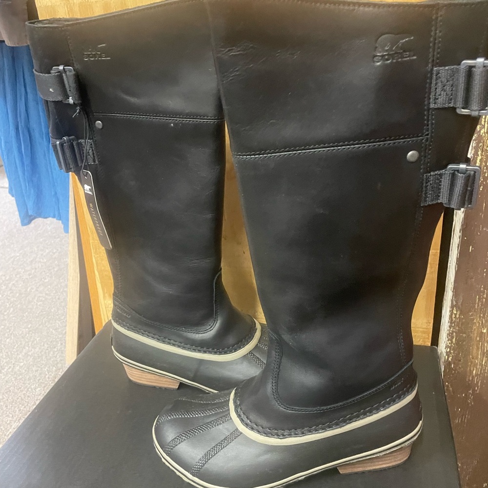Sorel Black Leather Knee-High Boots